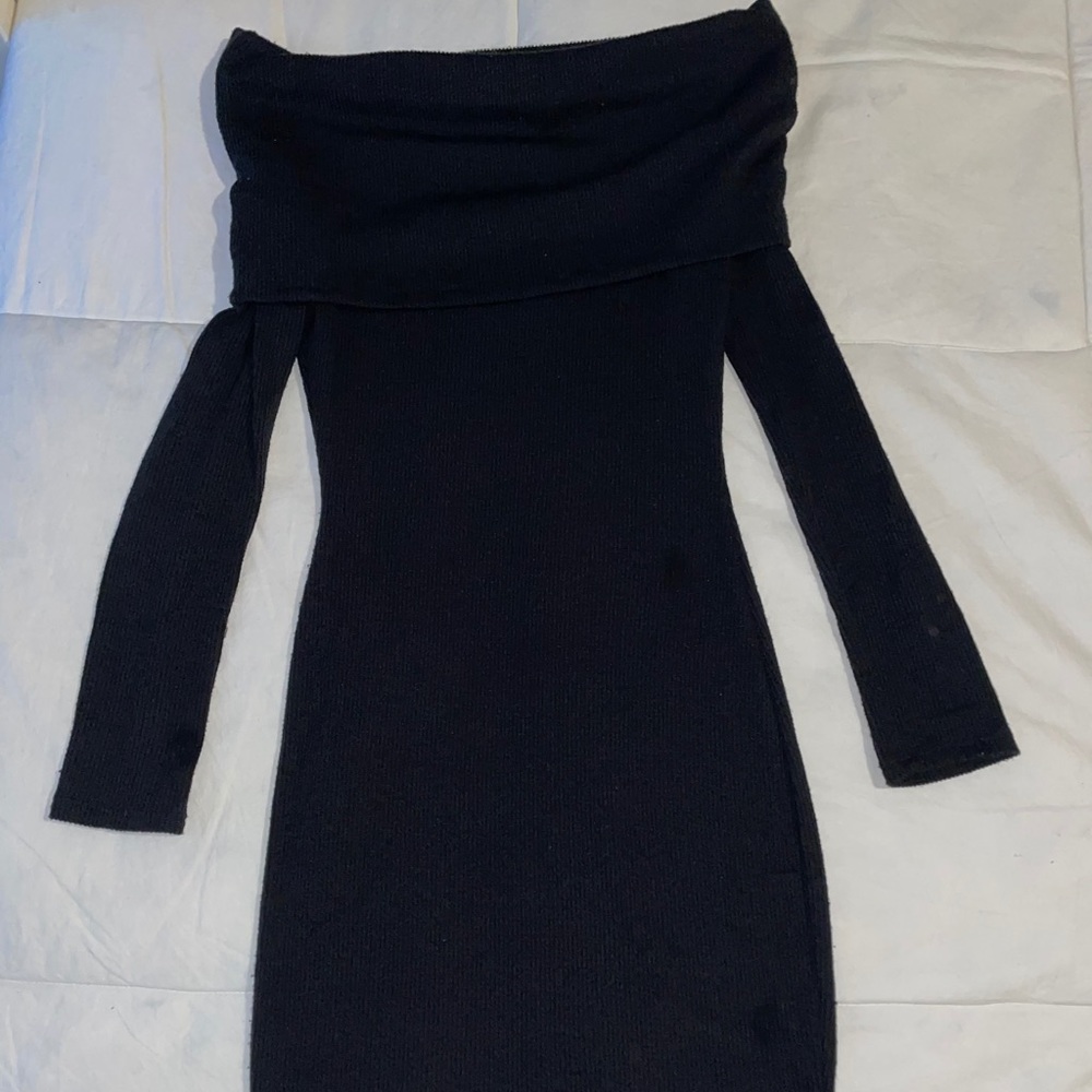 Black Off The Shoulder Pencil Dress